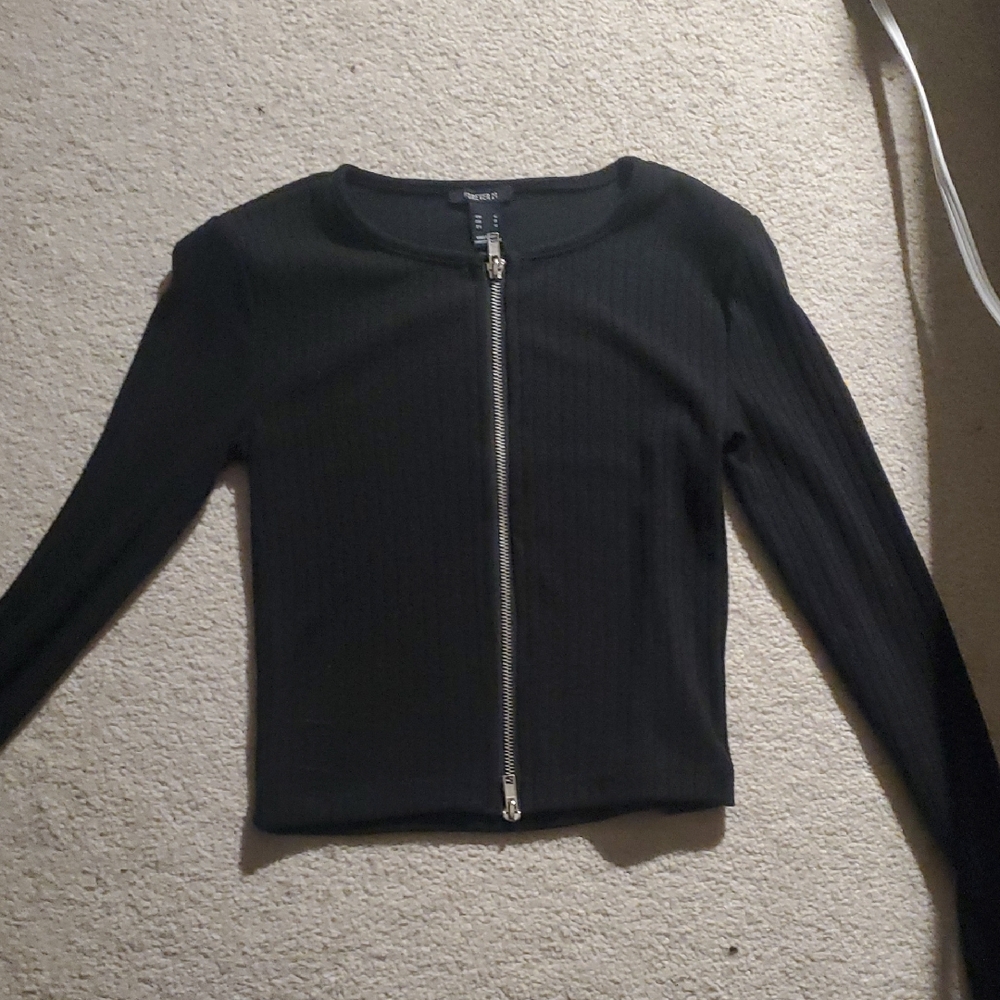 Forever 21 Black Zippered Top